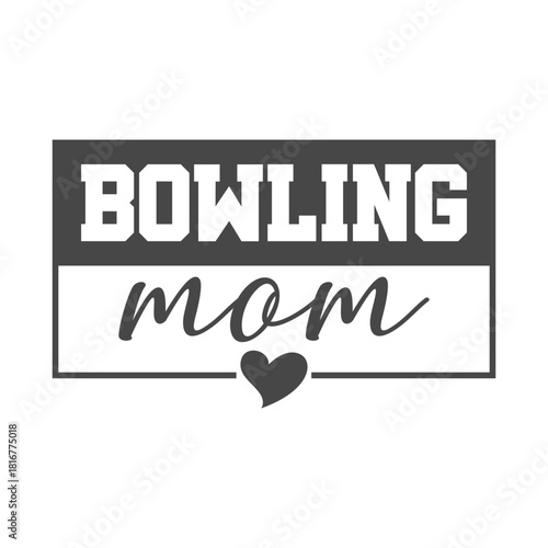 Bowling Mom Heart Minimalist Sports Design Modern Game Day Graphic T Shirt Sublimation Digital Download