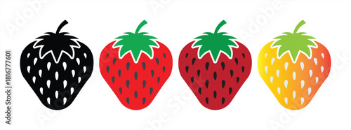 Strawberry Icons Set in Multiple Styles