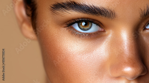 Ultra Modern Close-Up Beauty Shot of Woman with Dewy Radiant Skin

