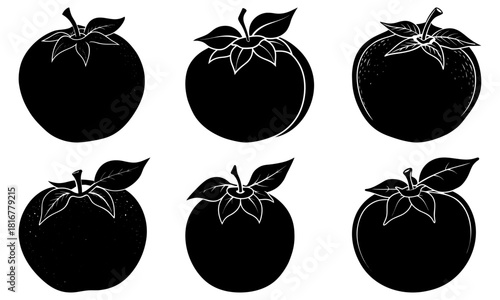 Fresh persimmon fruit harvest collection, creating healthy eating habits, perfect for recipe books, organic food brands, and autumn seasonal designs