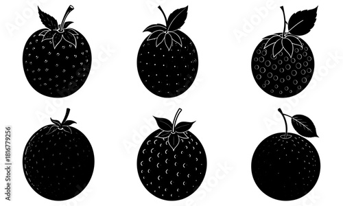 Delightful strawberry and orange graphic elements for summer designs, perfect for food blogs, healthy recipes, and vibrant marketing materials