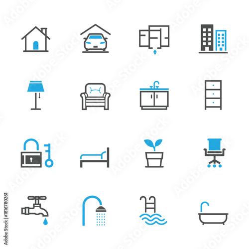 Minimalist home and real estate icon collection