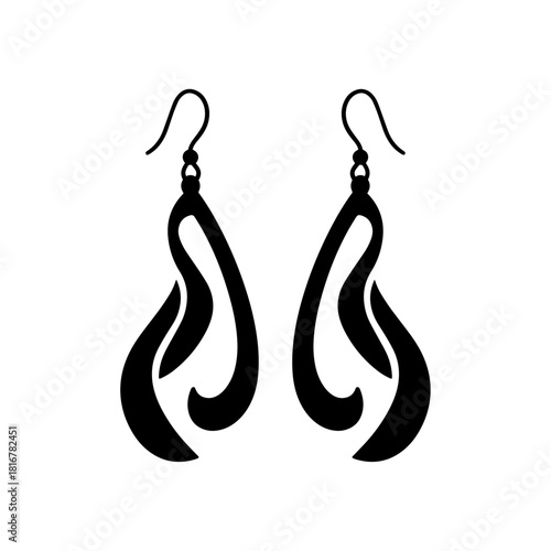 Elegant Black Silhouette Earrings with Abstract Swirl Design.