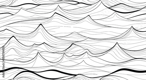 Ocean waves collection. Sea storm wave isolated. Waves, water elements set. Nature wave water storm linear style illustration