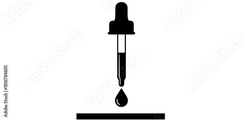 Dropper Pipette Liquid Drop Lab Testing Silhouette Icon