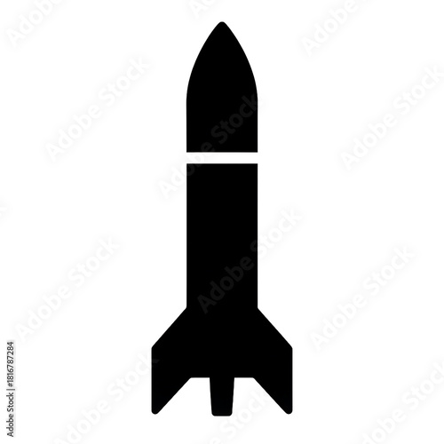 Rocket Symbol: A sleek, minimalistic illustration of a rocket, poised for launch, symbolizing innovation, progress, and the boundless pursuit of exploration.
