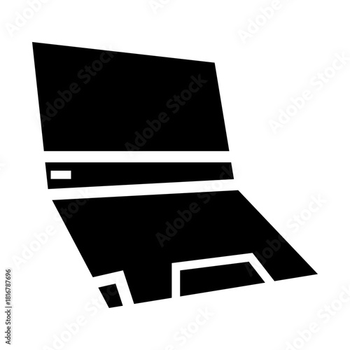 black and white touchscreen laptop digital glyph icon vector