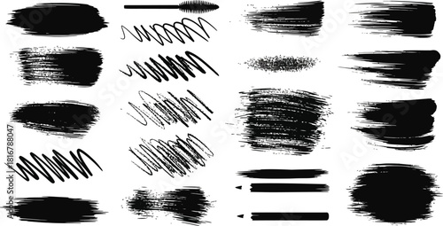 Set of paint brush stroke and abstract grunge banner for graphic background decoration. Watercolor splatter, ink splash and creative shape for social media.