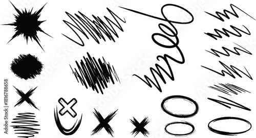 Set of paint brush stroke and abstract grunge banner for graphic background decoration. Watercolor splatter, ink splash and creative shape for social media.