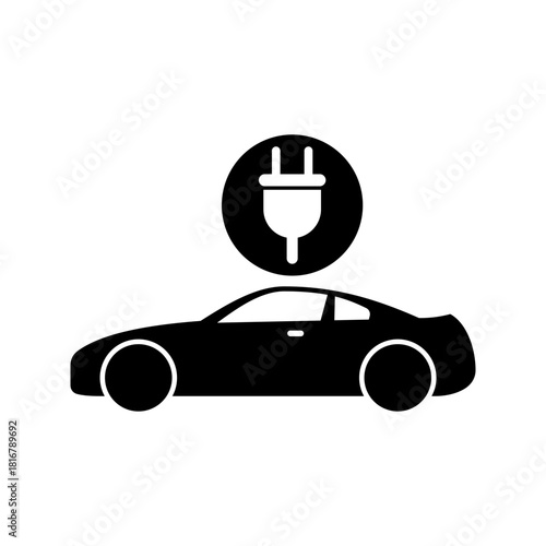 Electric car rechargeable icon line vector design