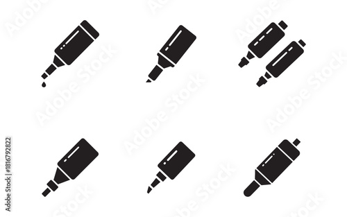 Vector Illustration Collection of Highlighters and Markers on White Background