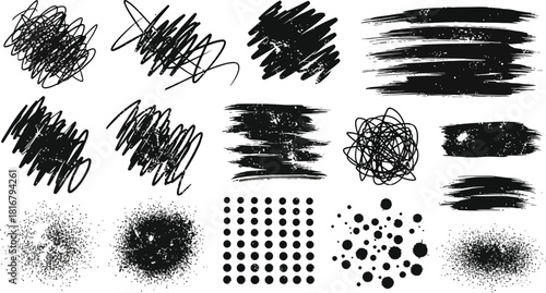 Set of paint brush stroke and abstract grunge banner for graphic background decoration. Watercolor splatter, ink splash and creative shape for social media.