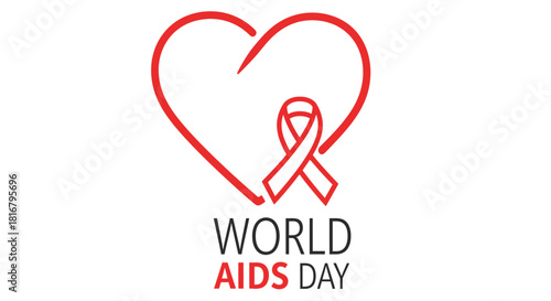 World aids day awareness ribbon and heart illustration promoting health and community support