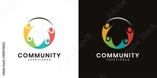 Abstract people circle community logo design