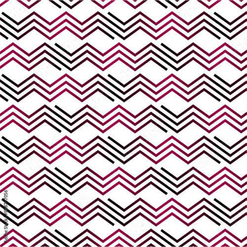 Abstract Pink And Black  Zigzag Seamless Vector Pattern