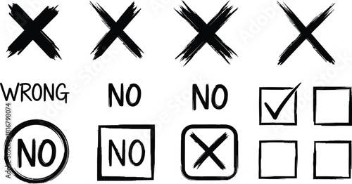 cross x vector icon. no wrong symbol. delete, vote sign. graphic design element set on white background