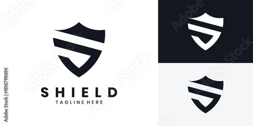 Modern minimalist shield logo design