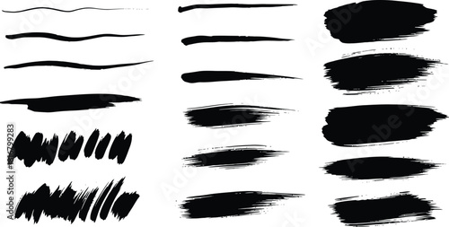 Set of paint brush stroke and abstract grunge banner for graphic background decoration. Watercolor splatter, ink splash and creative shape for social media.