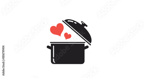 Love-Filled Cooking Pot: A delightful illustration symbolizing the joy and passion that goes into crafting delicious meals with love.