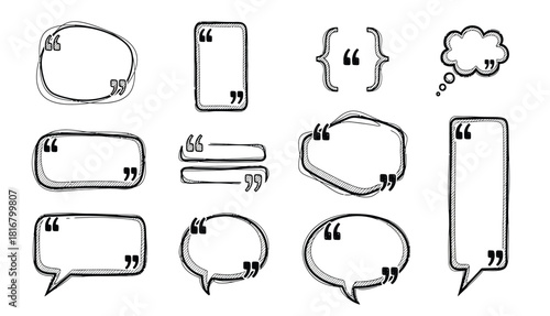 Hand drawn quote box collection with quotation marks