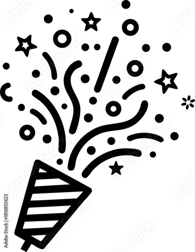 Party popper celebration confetti explosion festive event decoration vector illustration
