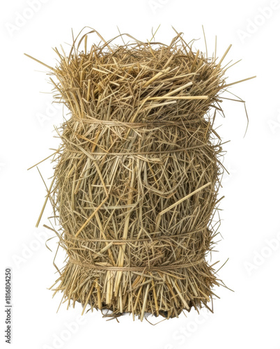 Harvesting straw bales farm field agriculture rural area perspective isolated on transparent background
