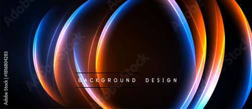 Abstract neon circles, vibrant colors, dark background. Modern design element, dynamic lighting effects, smooth gradients.