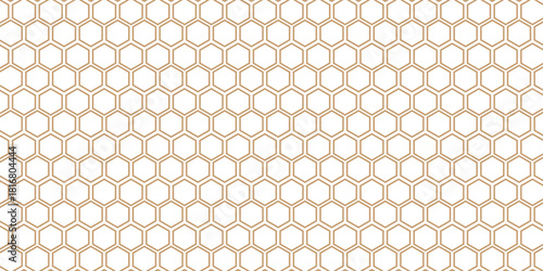 Honey bee comp Golden Seamless hexagon pattern with gold strip line