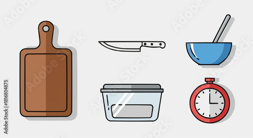 Collection of Kitchen Utensils and Cooking Tools for Food Preparation