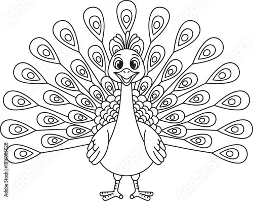Bird peacock isolated coloring - Beautiful peacock coloring, Peacock coloring page