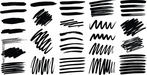 Set of paint brush stroke and abstract grunge banner for graphic background decoration. Watercolor splatter, ink splash and creative shape for social media.