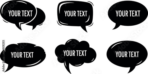 Speech bubbles vector set black silhouette empty chat message icons collection design elements for text communication dialogue conversation graphic symbols