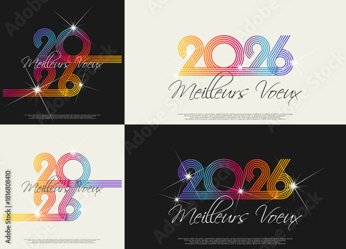 Bonne année - meilleurs vœux 2026 - vecteur pour affiche bannière salutation et célébration du nouvel an 2026.