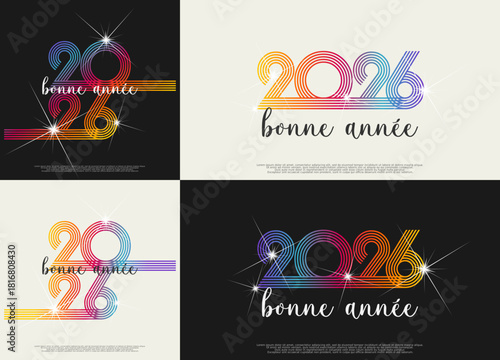Bonne année - meilleurs vœux 2026 - vecteur pour affiche bannière salutation et célébration du nouvel an 2026.