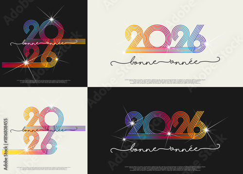 Bonne année - meilleurs vœux 2026 - vecteur pour affiche bannière salutation et célébration du nouvel an 2026.