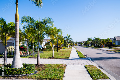 Walking on the sidewalk in a residential golf community in South Florida.