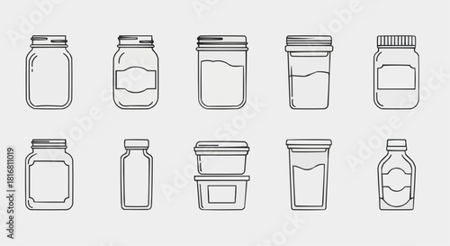 A collection of various glass and plastic containers, perfect for storage and organization needs