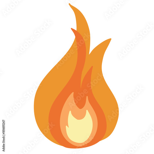Layered orange and yellow fire flame vector graphic element symbol
