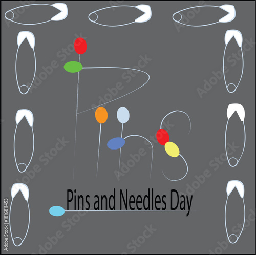 Colorful Pins and Safety Pins Illustration for Pins and Needles Day