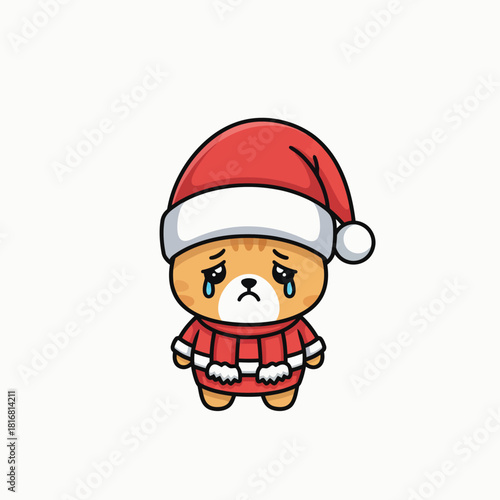 Cute Sad Holiday Napper Icon. Dejected Sam the Content Napper flat vector illustration showing burnout, exhaustion, or post-vacation depression character design.