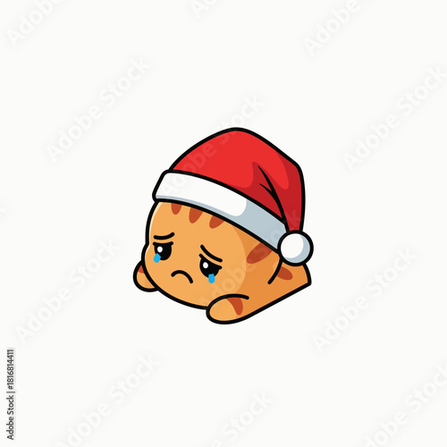 Sam the Content Holiday Napper vector illustration with a sad and dejected expression. Cute flat design icon showing emotional distress or seasonal unhappiness graphic.