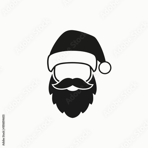 White fuzzy Santa beard shape cartoon vector illustration in modern flat design. Festive winter season character attribute for December celebration, graphic resources, and decoration.