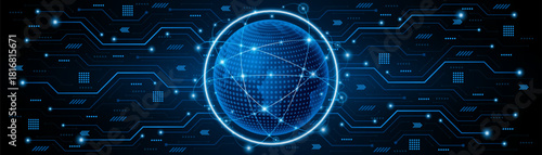 Global connection network background. World map. High-speed internet technology concept or fast wireless data transmission. modern internet network connection technology background	