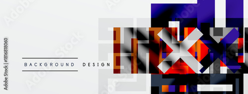 Abstract geometric design. Bright colors, squares, rectangles create modern visual texture. Minimalist style, clean lines, bold contrast.