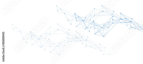 Abstract tech network connection dots. Digital technology and big data analysis background. White background with plexus lines.black and white background