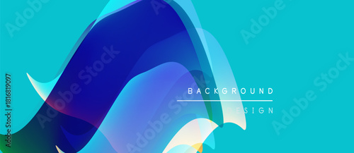 Abstract flowing shapes, vibrant blues, turquoise hues. Modern design element, clean background, dynamic composition.
