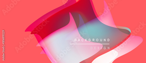 Abstract flowing shapes, vibrant pink hues dominate. Text reads background design. Modern aesthetic, dynamic composition.