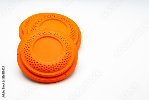Clay disc flying targets on white background ,Clay Pigeon shooting target