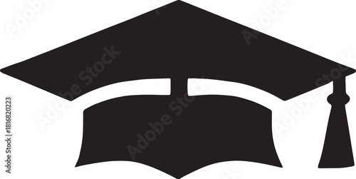 Graduation Cap Illustration Symbolizing Academic Achievement and Higher Education Goals in Simple Black and White Vector Design