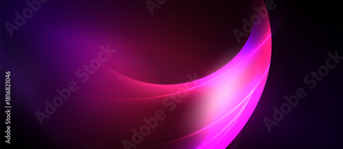 Abstract vibrant curves, purple hues dominate. Smooth gradients create dynamic visual flow, modern design element.